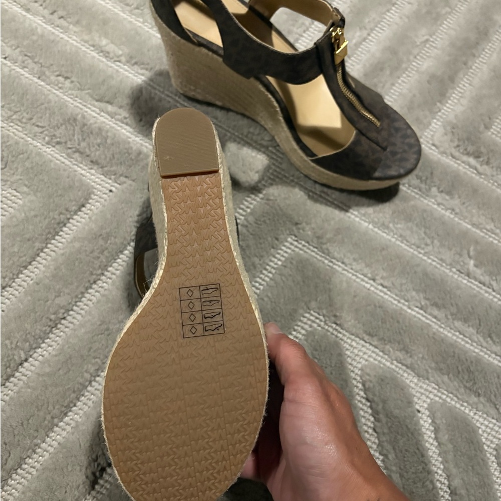 Michael Kors Dark Brown Wedge Sandals - Picture 4 of 5